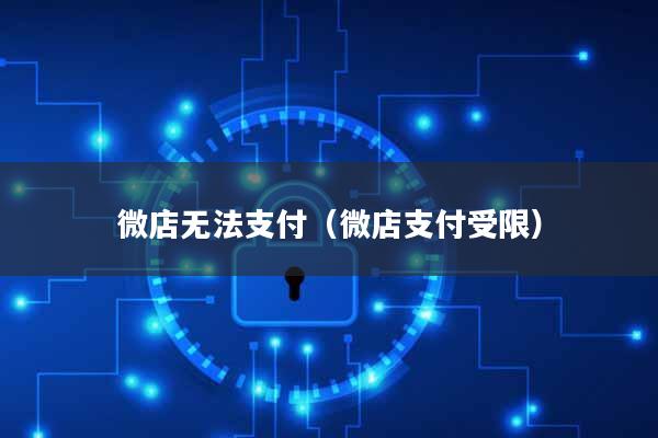 微店无法支付(微店支付受限)